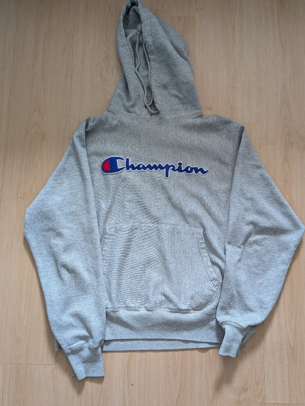 Champion Gray Logo Pullover Hoodie Medium